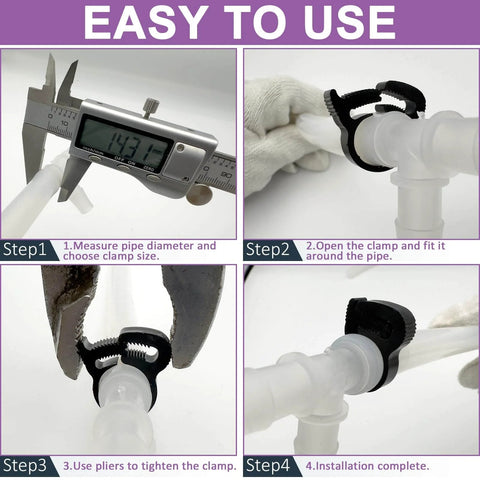 Plastic Hose Clamp 1.25 Inch Outer Diameter Heavy Duty Double Grip Nylon Hose Clamps With Snap Ratchet Adjustable Secure Fit steps