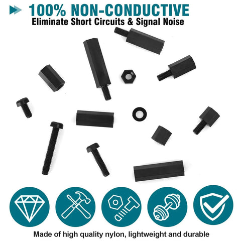 Nylon M3 Standoff And Fastener Kit With 600 Pieces Including Threaded Pillars Nuts Screws And Spacers In 6mm To 20mm
