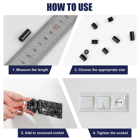 How to use guide for 345 Pcs Black Nylon Electrical Outlet Spacers Kit Non Threaded Round Plastic Spacers for installation and repair.