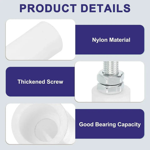 Close-up of 2 Pack Slide Gate Guide Rollers With Nylon Wheels 42 X 44 Mm showing nylon material and thickened screw.