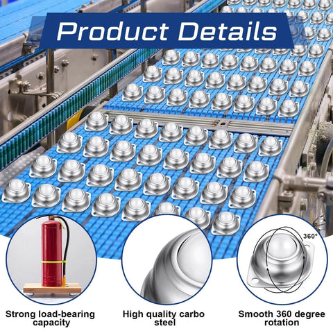 Conveyor system featuring 30 Pcs 1 Inch Roller Ball Transfer Bearing Nylon Round Ball Transfer Unit Universal Casters