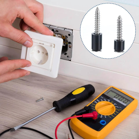 Installation of electrical socket with 100pcs Nylon Round Spacers 4mm ID, 7mm OD, 6mm Height Screws Spacers Without Threaded, Plastic Spacer for M4 Screws, Black.