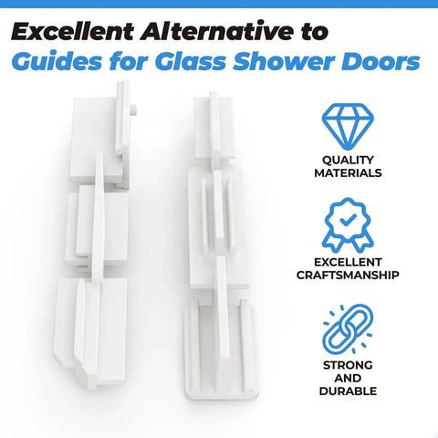 Sliding Shower Door Bottom Sill Guide White Nylon 2 Pack for Glass Shower Door Tracks with Durable Design