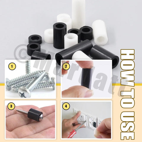 180 Piece Nylon Round Spacer Assortment Kit For M5 Screws Nine Sizes 3mm 5mm 6mm 8mm 10mm 15mm 18mm 20mm 25mm Black And White Non Threaded Spacers For Switch Receptacle And Electrical Projects 10 Pieces Per Size with installation guide