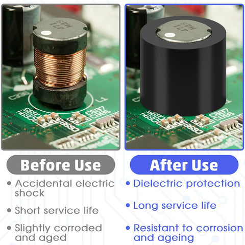 M6 M8 Nylon Spacer Set 300 Piece Round Standoff Assortment Kit comparison on circuit board showing before and after use