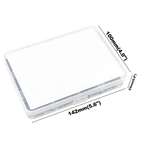 Plastic storage box for M2.5 Nylon Hex Standoffs Spacers Kit With Screws Nuts And Washers, 435 Pieces, dimensions shown