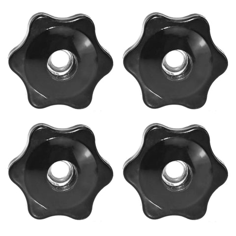 4 Pack 1/4-20 Nylon Star Knob Handles For Secure Clamping With Galvanized Steel Core Six Star Ergonomic Design, top view