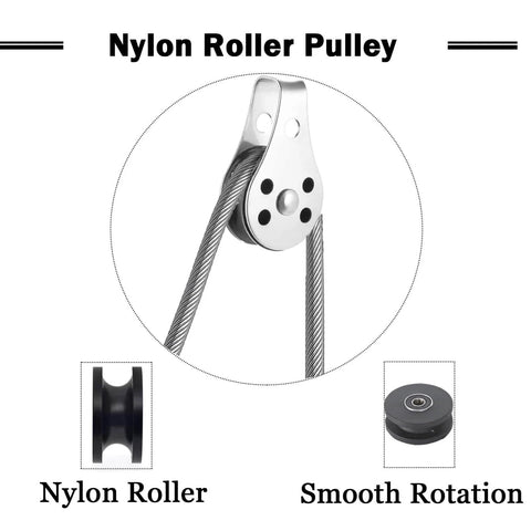 SUS316 Nylon Steel Rope Pulley System Wheel Outdoor Steel Pulley Smooth Cable Rigging Pulley Block with Nylon Roller