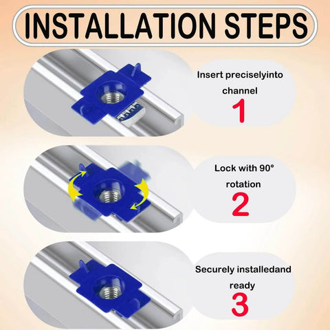 Installation steps for durable zinc-plated nylon strut channel nuts with twist tab for quick, secure channel support