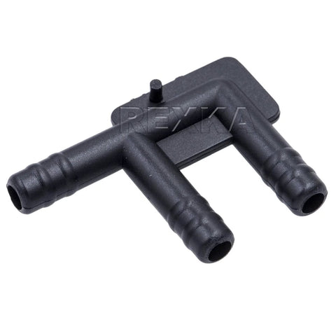 Rexka nylon 3-way vacuum F-hose connector for GM, black plastic with two hose outlets