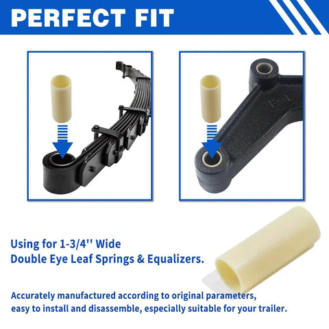 8 Pack Nylon Trailer Leaf Spring Bushings 9 16 Inch ID By 1 3 4 Inch Length Replacement 722106 Universal Bushing Kit