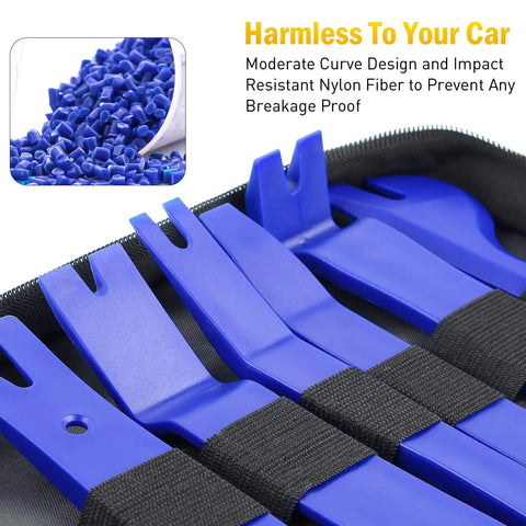 19 Piece Trim Removal Tool Set With Clip Pliers And Upholstery Remover Nylon Auto Panel Removal Kit shown in storage bag
