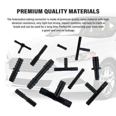64-piece black automotive vacuum line connector kit for silicone hoses with assorted size fittings