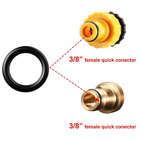 Replacement O Ring Kit For Pressure Washers And Quick Connect Couplers, 50 Pieces In Two Sizes For One Quarter Inch And Three Eighths Inch, M22 Connection, Leak Proof Seals For Faucets Pipes Showers And More showing 3/8" connectors and O-ring