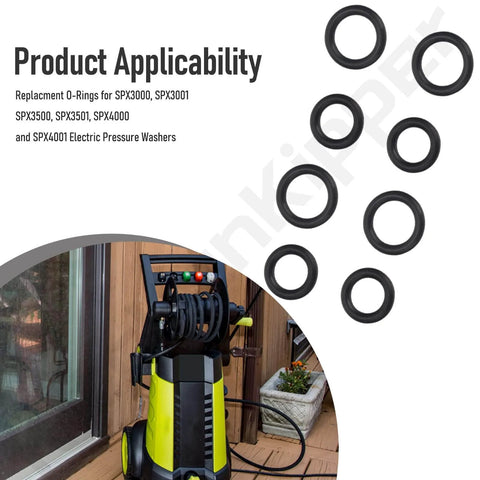 Heavy Duty Replacement O Ring Kit For Electric Pressure Washers Includes Small And Large Rubber Seals For SPX3000 SPX3001