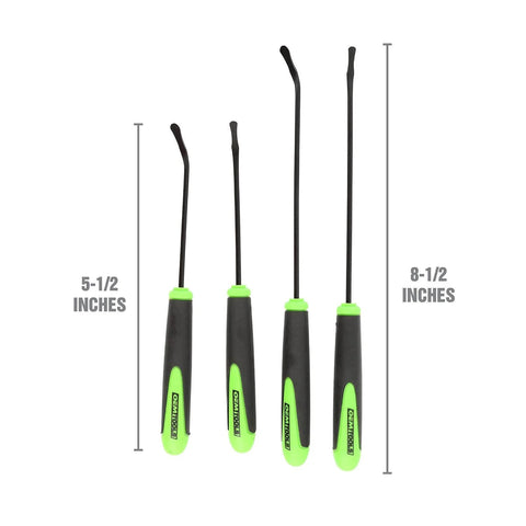 O Ring And Seal Removal Pick Set With Short And Long Spoon Picks, Pro Grade Contoured Automotive Tools For Seals, Bushings, Hoses And O Rings, Engine Bay Friendly Handle Design, Includes 5.5 Inch And 8.5 Inch Curved Picks For Tight Spaces