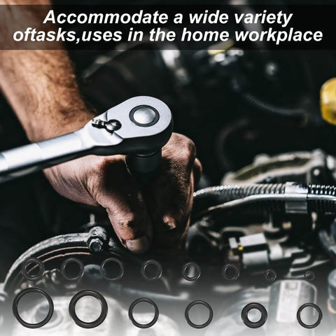 Mechanic using a wrench with 360 Pcs O Ring And Washer All In One Set With 24 Sizes In Black Rubber Seals for repairs