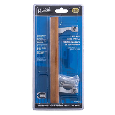 Oak Sliding Patio Door Inside Handle Set Wood And Aluminum Grey Handle Only For One And One Quarter Inch Thick Doors in package