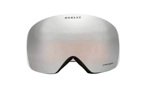 Oakley Flight Deck Ski Goggles Matte Black With Prizm Black Iridium Lens front view showing rimless design and lens
