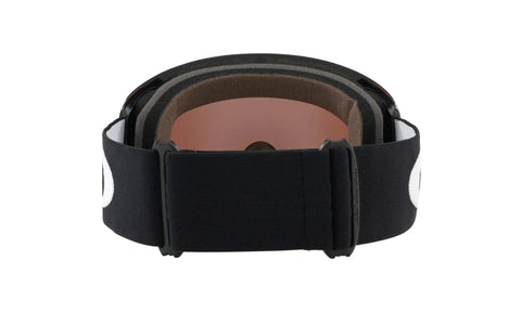 Back view of Oakley Flight Deck Ski Goggles Matte Black With Prizm Black Iridium Lens showing adjustable strap and interior padding.
