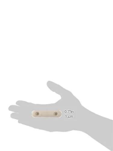 Oblong Rubber Bumpers with Screws Set of Eight, half inch diameter, two point two inch length, zinc plated finish shown in hand for scale.