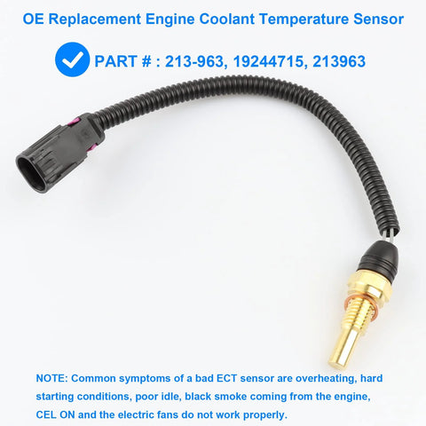 Engine coolant temperature sensor with wiring harness, brass tip, for GM SUVs Trailblazer/Envoy (2002–2005).