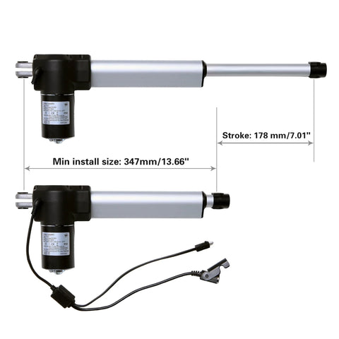 Kariwust linear actuator FY031 for power recliner lift chairs, two silver tubes with black motor housings