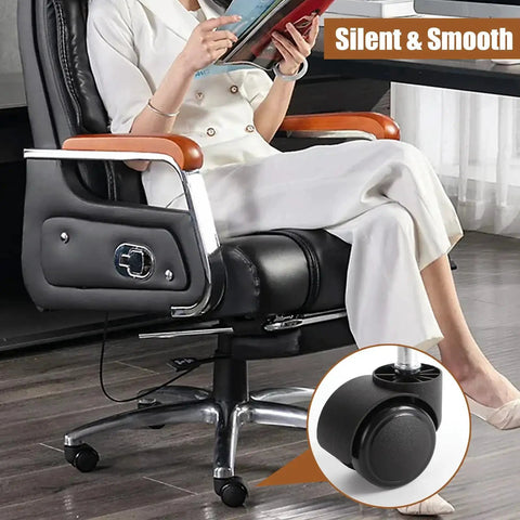 5 Pack 2 Inch Office Chair Caster Wheels With Quiet Rubber Rolling Casters installed on office chair, silent and smooth movement