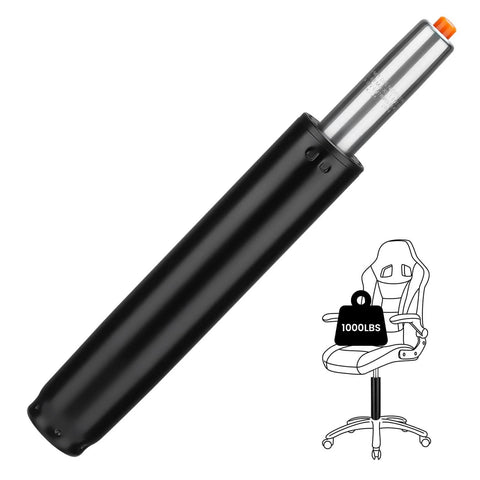 Heavy-duty gas cylinder for a chair, supporting 1000 lbs. Features steel construction and a sleek black design.