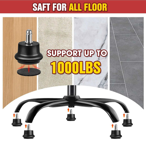 Office Chair Caster to Glide Conversion Feet Self Adhesive Felt Pads 10 Pack Replacement Glides for Fixed Stationary Wheels