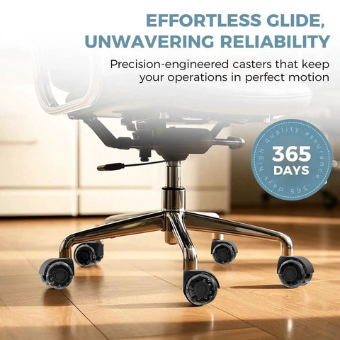 Two Inch Office Chair Wheels Set Of Five Heavy Duty Rubber Casters For Hardwood And Carpet With 2200 Lbs Capacity Universal Fit Smooth Rolling Replacement Black Stem Size Seven Sixteenth By Seven Eighths Inch Tool Free Installation displayed on an office chair