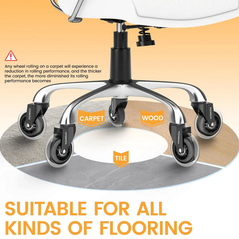 3 Inch Office Chair Wheels Replacement Casters For Carpet And Hard Floors 7-16 Inch Diameter And 7-8 Inch Stem Length Set Of 5