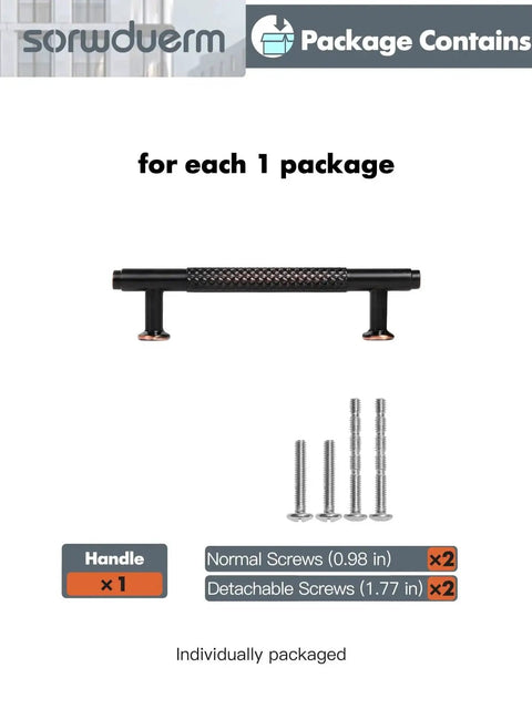 Five Pack Oil Rubbed Bronze Knurled Cabinet Handles With 3.78 Inch Center To Center 96mm Hole Spacing Solid Zinc Alloy Construction