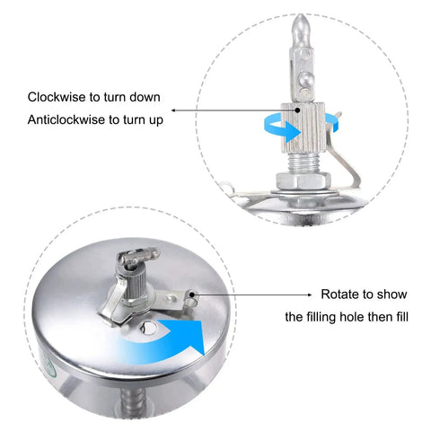 Oil Cup For Gravity Drip Feed Lubrication With M6x1 Thread, 16mL Capacity, showing needle valve and filling hole instructions.