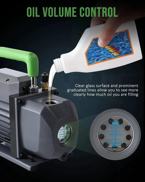 High Performance Three Point Five CFM Single Stage HVAC Vacuum Pump With One Quarter HP 110 Volt Motor Oil Filling
