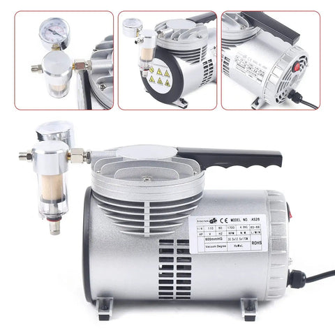Oil Free Diaphragm Vacuum Pump For Food Packaging And Handicrafts With Air Flow 20 To 23 Liters Per Minute, One Sixth HP