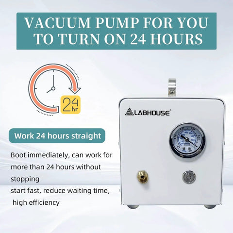 Oil Free Diaphragm Lab Vacuum Pump VP10E for fast vacuum filtration with 10 L per minute suction, LABHOUSE, maintenance free.