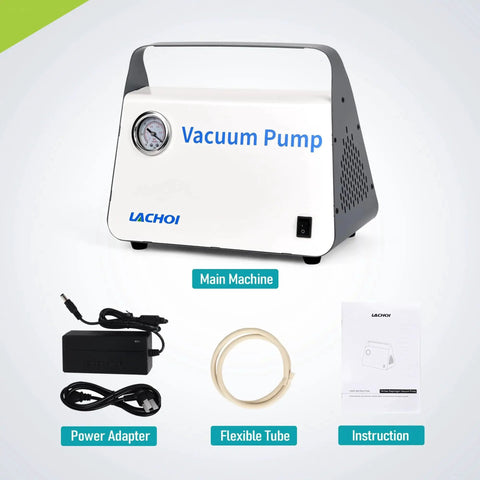 Oil Free Lab Vacuum Pump Diaphragm Filtration System Lachoi Portable 15 L Per Min Flow Rate Dual Pressure with included accessories