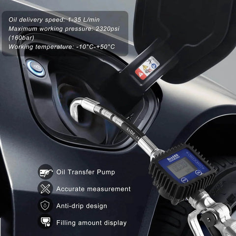 Oil Control Valve Meter Nozzle One Half Inch Inlet Digital Dispenser With LCD Metering Gun for precise oil dispensing in car