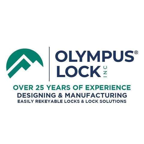 Olympus Lock logo with tagline over 25 years of experience in rekeyable locks and lock solutions.