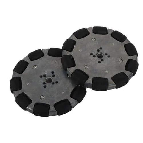 2pcs 4 Inch Omnidirectional Wheels for Industrial Robots, Metal Hub Omni Wheels with Rubber Rollers, 360 Degree Maneuverability, 8mm Bore