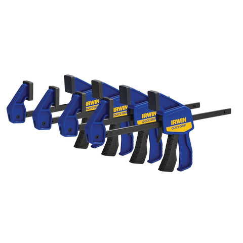 IRWIN Quick-Grip 6-inch one-handed mini bar clamps, blue, 4-pack