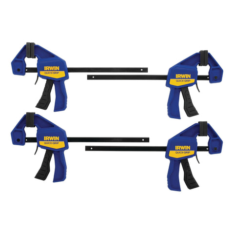 IRWIN Quick-Grip 6-inch one-handed mini bar clamps, blue, 4-pack