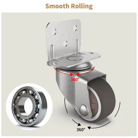 One Inch Small L Shaped Plate Casters Swivel Furniture Wheels Silent TPR Wear Resistant With Steel Bracket for home use