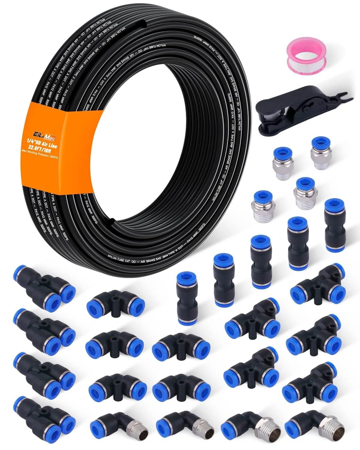 1 Inch Air Line One Quarter Inch Air Line Tubing Kit with 33 Feet PA N...