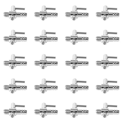 AQUANEAT 1-way thread valve for aquarium air systems, chrome metal, 20-pack