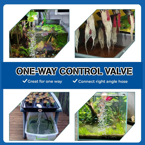 10-pack aquarium air control valves for 3/16 in ID tubing; black T-shaped plastic one-way regulators for fish tanks