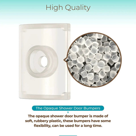 Shower Door Bumpers For Glass Sliding Doors With Screws 2 Pack Wall Jamb Stopper Fits 1 Inch And 1.28 Inch Frames Prevents Violent Door Contact And Collisions In Glass Shower Enclosures, close-up view of opaque rubber material.