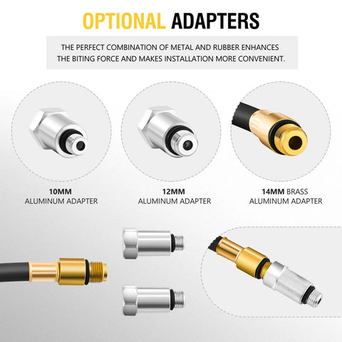 DNA Motoring TU-21 cylinder leak-down tester kit; 10mm aluminum adapter, 12mm aluminum adapter, 14mm brass aluminum adapter