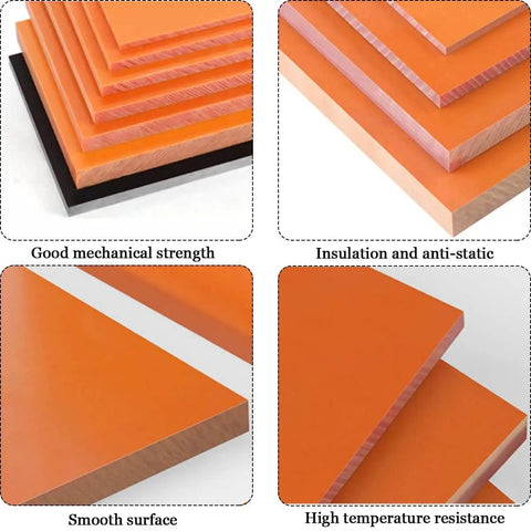 Bakelite Phenolic Resin Flat Plate Sheet 300x400mm Insulation Board Orange Red for Motors and Resistors Mechanical Molds